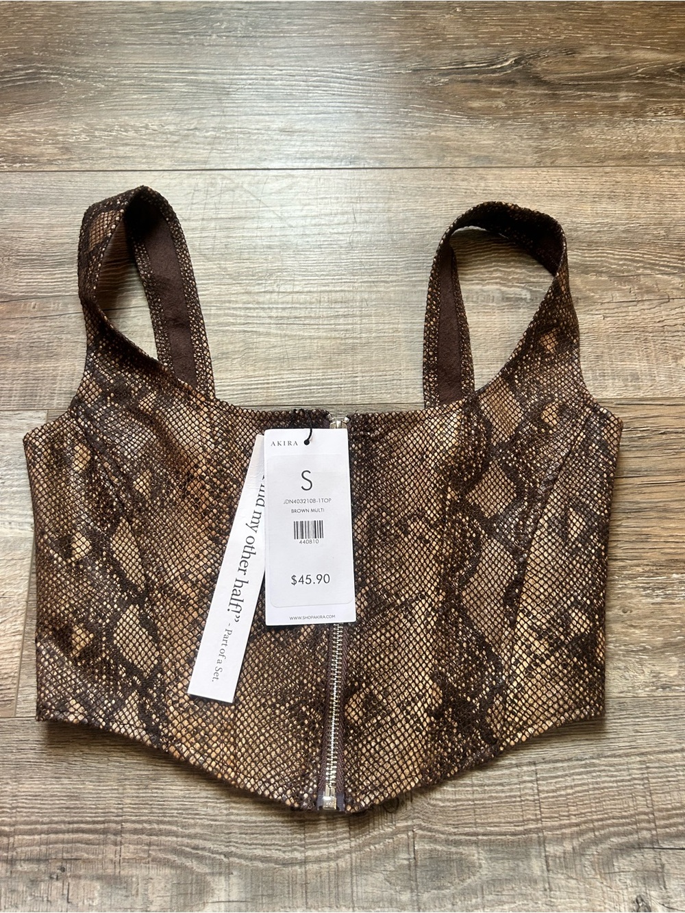 AKIRA Brown Multi Snake-Print Crop Top